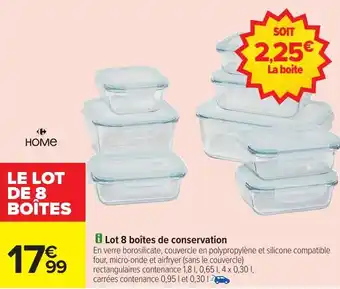 Carrefour Market Lot 8 boîtes de conservation offre