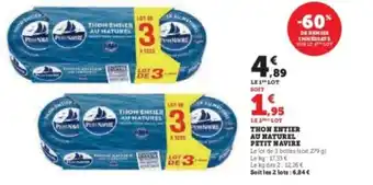 Hyper U PETIT NAVIRE Thon entier au naturel offre