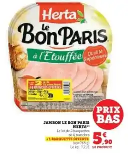 Hyper U HERTA Jambon le bon paris offre