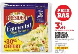 Hyper U PRESIDENT Emmental pasteurise offre