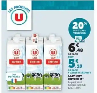 Hyper U U Lait uht entier offre