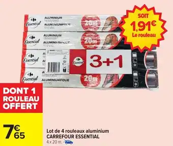 Carrefour Market Lot de 4 rouleaux aluminium carrefour essential offre
