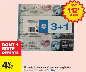 Carrefour Market Lot de 4 boites de 20 sacs de congélation offre