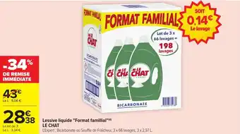 Carrefour Market Lessive liquide format famillial le chat offre