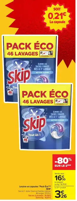 Carrefour Market Lessive en capsules pack éco skip offre