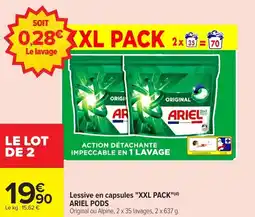 Carrefour Market Lessive en capsules xxl pack ariel pods offre