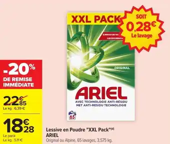 Carrefour Market Lessive en poudre xxl pack ariel offre