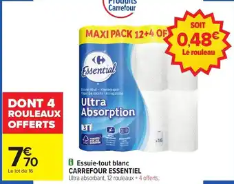 Carrefour Market Essuie-tout blanc carrefour essentiel offre