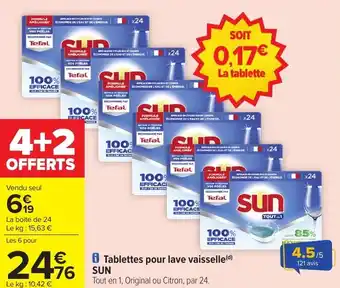 Carrefour Market Tablettes pour lave vaisselle sun offre