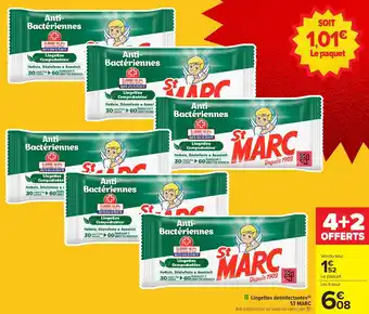 Carrefour Market Lingettes désinfectantes st marc offre
