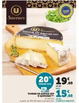 Hyper U U SAVEURS Tomme de savoie igp offre