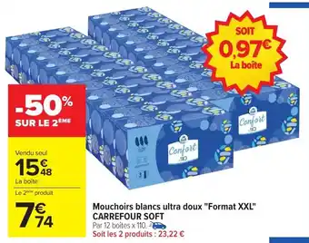 Carrefour Market Mouchoirs blancs ultra doux format xxl carrefour soft offre
