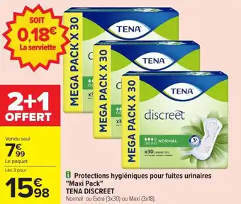 Carrefour Market Protections hygiéniques pour fuites urinaires maxi pack tena discreet offre