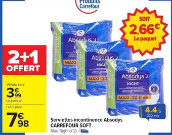 Carrefour Market Serviettes incontinence absodys carrefour soft offre