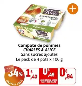 Coccimarket Charles & alice - compote de pommes offre