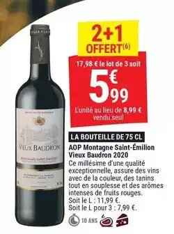 Gamm vert Aop montagne saint-emilion vieux baudron 2020 offre