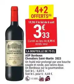 Gamm vert Bordeaux chevaliers saint-martin 2023 offre