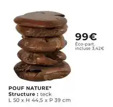 Cocktail Scandinave Pouf nature offre