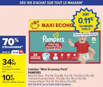 Carrefour Market Culottes maxi economy pack pampers offre