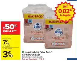 Carrefour Market Lingettes bébé maxi pack carrefour baby offre