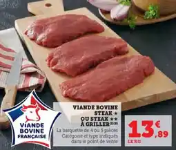U Express Viande bovine steak ou steak à griller offre