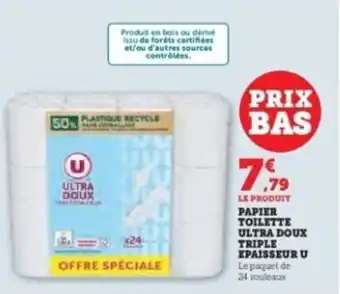 Hyper U U Papier toilette ultra doux triple epaisseur offre