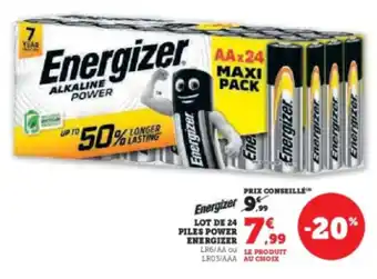 Hyper U ENERGIZER Lot de 24 piles power offre