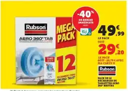 Hyper U RUBSON Pack de 12 recharges de tablettes aero 360° neutre offre