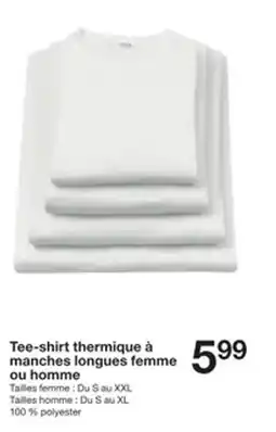 Zeeman Tee-shirt thermique à manches longues femme ou homme offre