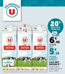 U Express Lait uht entier u offre