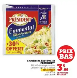U Express Emmental pasteurise president offre