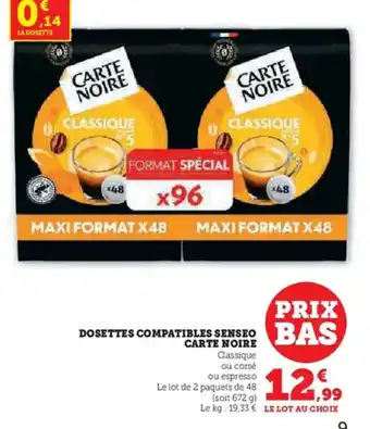 U Express Dosettes compatibles senseo carte noire offre