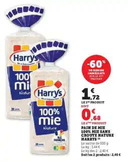 U Express Pain de mie 100% mie sans crout harrys offre