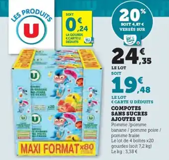 U Express Compotes sans sucres ajoutes u offre