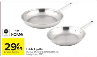 Carrefour Market Lot de 2 poêles offre