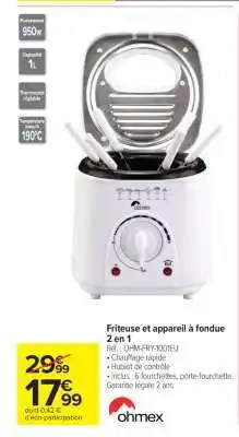 Carrefour Market Friteuse et appareil à fondue 2 en 1 offre