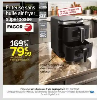 Carrefour Friteuse sans huile air fryer superposée offre