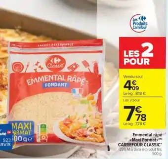 Carrefour Market Emmental râpé Maxi Formats CARREFOUR CLASSIC' offre