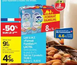 Carrefour Market Lait U.H.T. Format Familial LACTEL offre