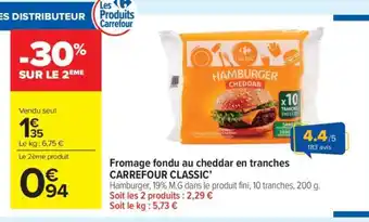 Carrefour Market Fromage fondu au cheddar en tranches CARREFOUR CLASSIC' offre