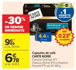 Carrefour Market Capsules De Café Carte Noire offre