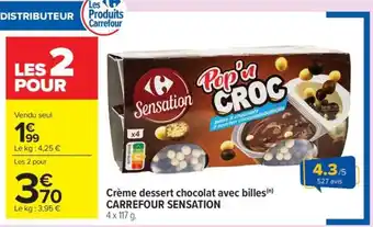 Carrefour Market Crème dessert chocolat avec billes offre