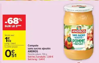 Carrefour Market COMPOTE SANS SUCRES AJOUTÉS “ANDROS” offre