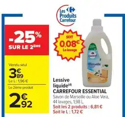 Carrefour Market Lessive liquide CARREFOUR ESSENTIAL offre