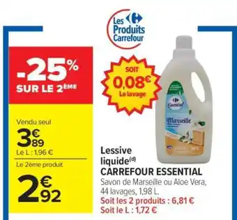 Carrefour Market Lessive liquide CARREFOUR ESSENTIAL offre