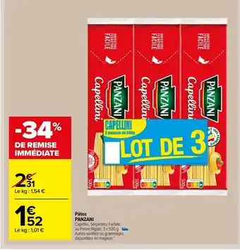 Carrefour Market Pâtes Panzani offre