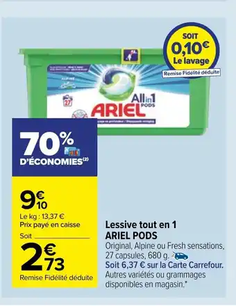 Carrefour Market Lessive Tout En 1 offre