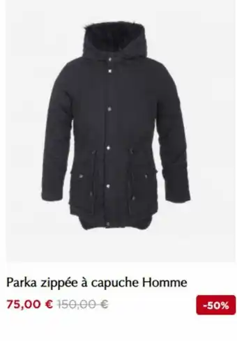 Parka Zippée à Capuche Homme