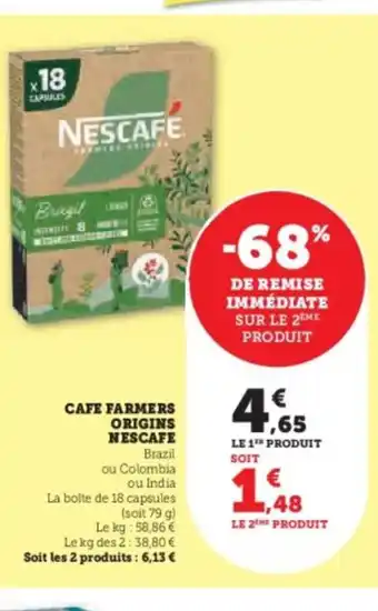 Super U NESCAFE Cafe farmers origins offre