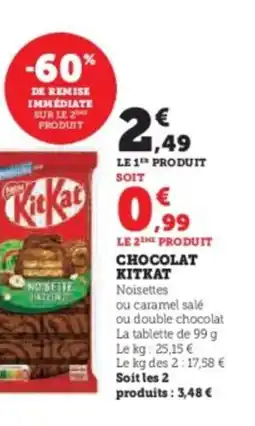 Super U KITKAT Chocolat offre